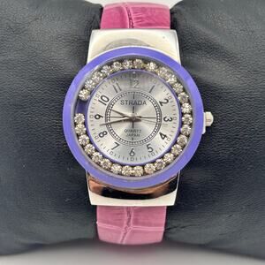 Strada Crystal Dial Pink Bangle 34mm Women’s Quartz Watch Working